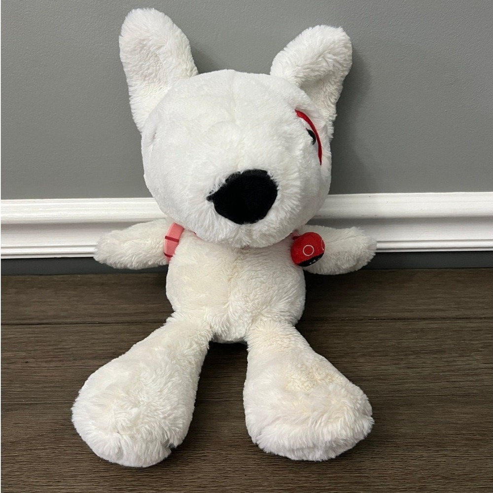 Target Bullseye Dog Plush Mascot White Bull Terrier Pink Plaid Backpack Ladybug